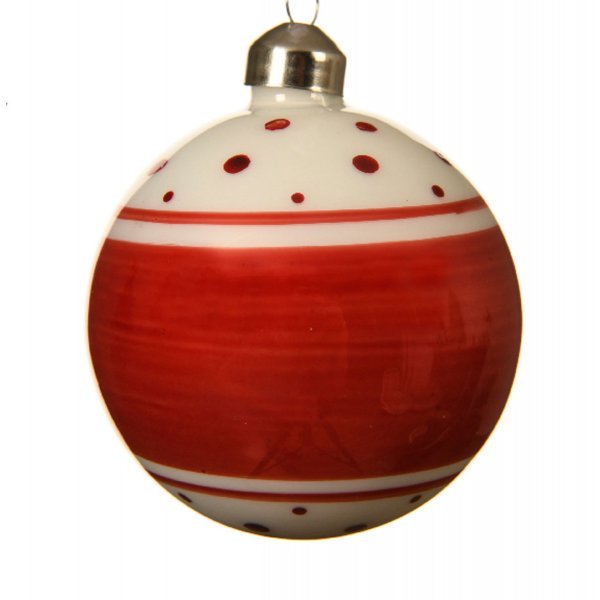 Χριστουγεννιάτικη Γυάλινη Μπάλα με Βούλες Κόκκινες (8cm)